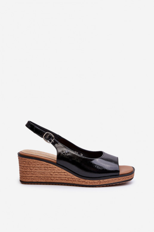 Sandalias con plataforma efecto lacado Sergio Leone SK301 color negro