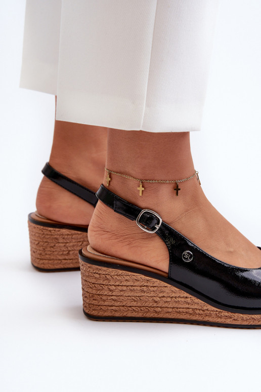 Sandalias con plataforma efecto lacado Sergio Leone SK301 color negro