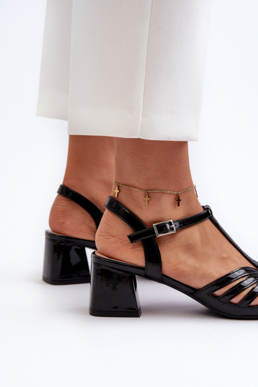 con efecto lacado Elegantes sandalias de tacón Sergio Leone SK880 color negro