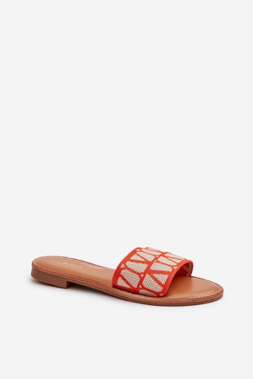 Chanclas de mujer con tacón ancho en color naranja Traivea