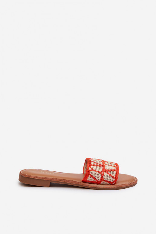 Chanclas de mujer con tacón ancho en color naranja Traivea