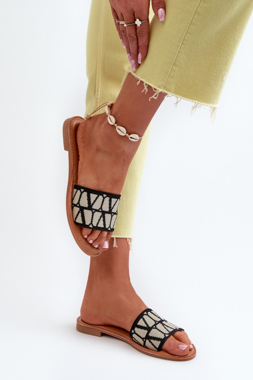 Chanclas de mujer con tacón ancho en color negro Traivea