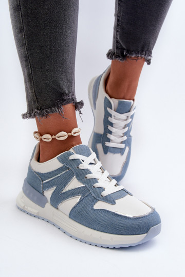 Material jeans Modelo sneakers zapatos fabricados en ecopiel color azul Kaimans