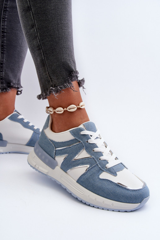 Material jeans Modelo sneakers zapatos fabricados en ecopiel color azul Kaimans