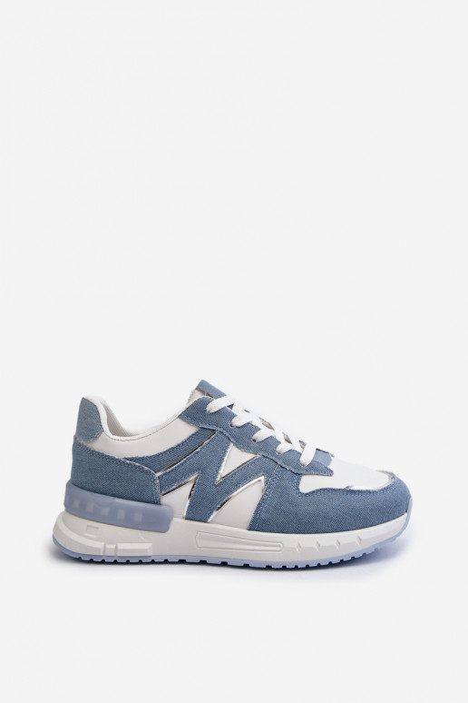 Material jeans Modelo sneakers zapatos fabricados en ecopiel color azul Kaimans
