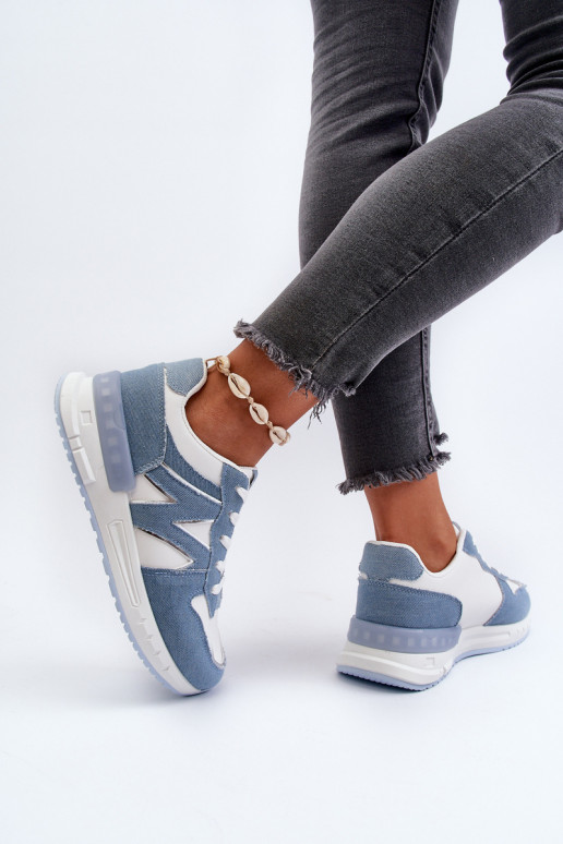 Material jeans Modelo sneakers zapatos fabricados en ecopiel color azul Kaimans