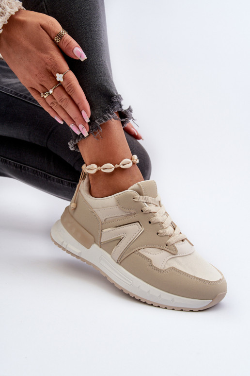 Zapatillas modelo zapatos en piel ecológica beige Vinelli