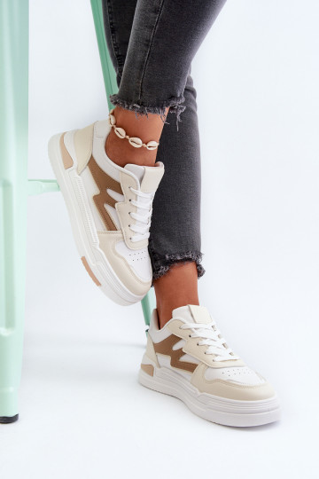 Deportivas modelo zapatos con plataforma en ecopiel beige Lynnette 2