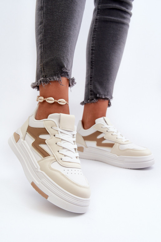Deportivas modelo zapatos con plataforma en ecopiel beige Lynnette
