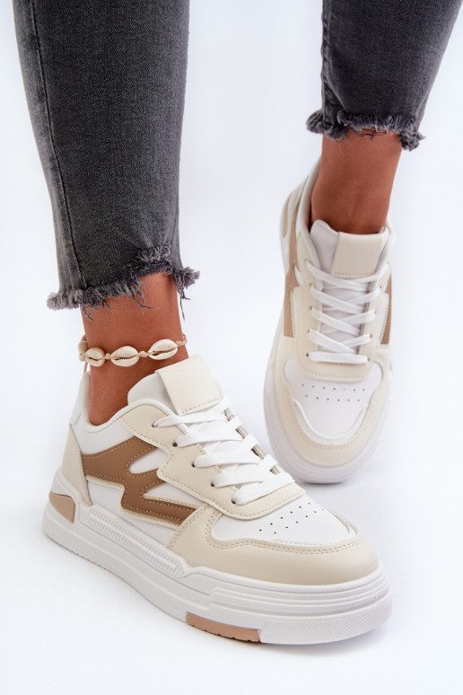 Deportivas modelo zapatos con plataforma en ecopiel beige Lynnette