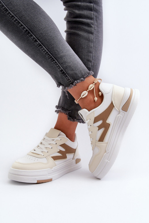 Deportivas modelo zapatos con plataforma en ecopiel beige Lynnette