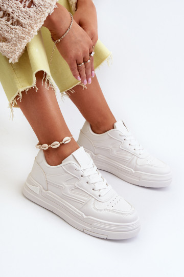 Zapatillas modelo zapatos con plataforma fabricadas en ecopiel en color blanco Lynnette 2