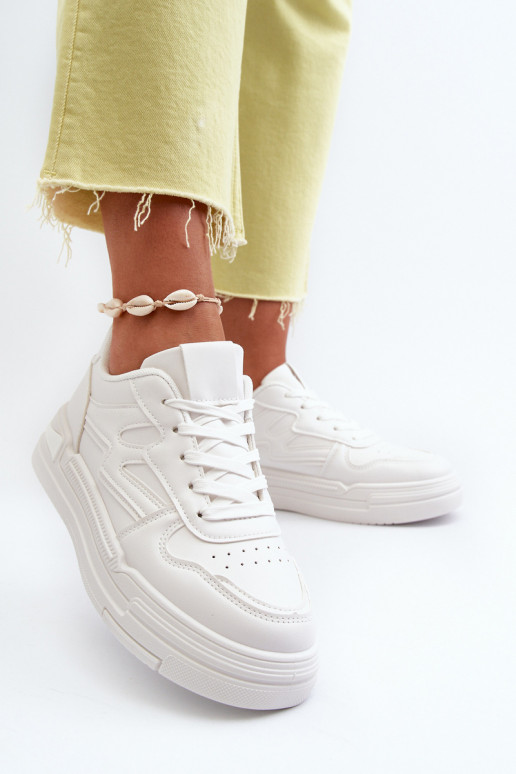 Zapatillas modelo zapatos con plataforma fabricadas en ecopiel en color blanco Lynnette