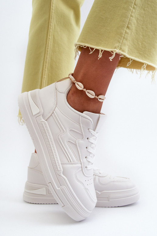 Zapatillas modelo zapatos con plataforma fabricadas en ecopiel en color blanco Lynnette