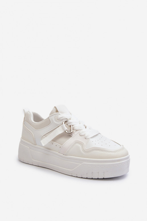 Zapatillas modelo zapatos con plataforma fabricadas en piel ecológica en color blanco Moun