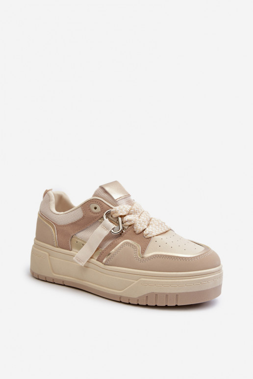 Deportivas modelo zapatos con plataforma fabricadas en ecopiel beige Moun