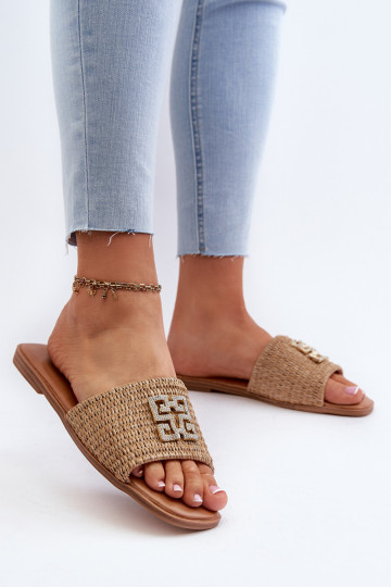 pies planos Chanclas de mujer beige Omenna