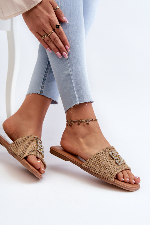 pies planos Chanclas de mujer beige Omenna