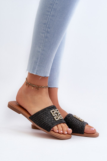 Pies planos Chanclas de mujer color negro Omenna