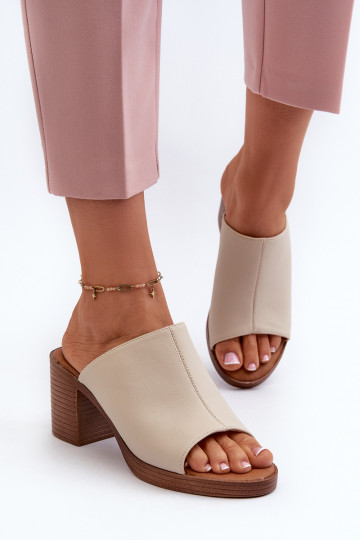 Pantuflas de mujer con tacón estilo elegante color beige Varnila