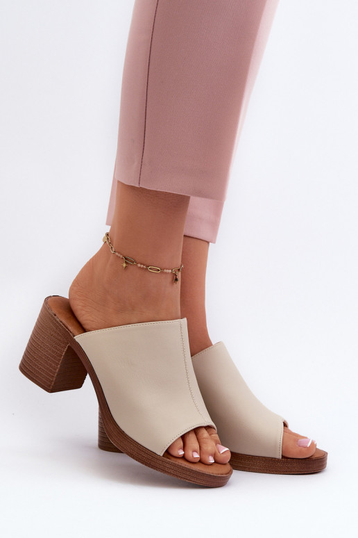 Pantuflas de mujer con tacón estilo elegante color beige Varnila