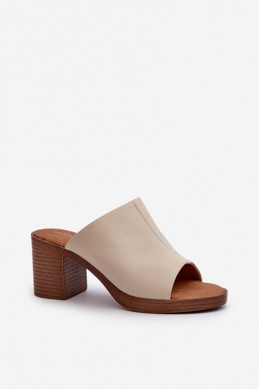 Pantuflas de mujer con tacón estilo elegante color beige Varnila