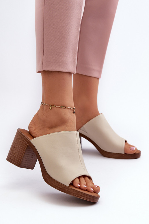 Pantuflas de mujer con tacón estilo elegante color beige Varnila