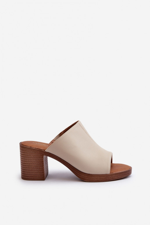 Pantuflas de mujer con tacón estilo elegante color beige Varnila
