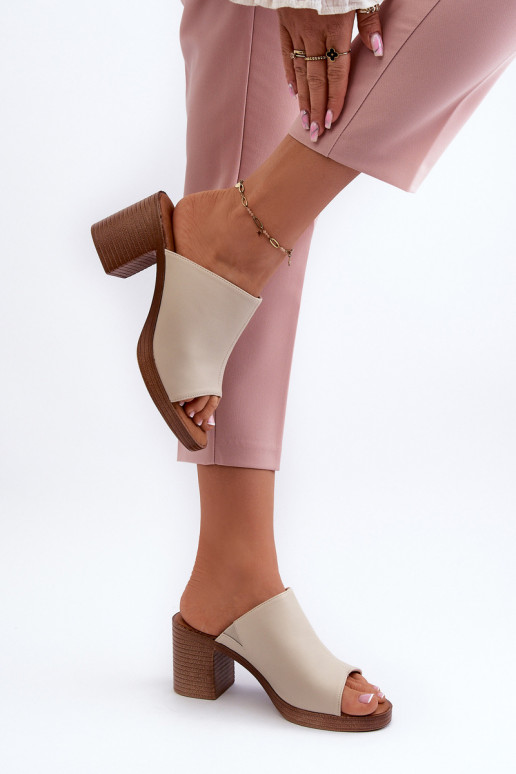 Pantuflas de mujer con tacón estilo elegante color beige Varnila