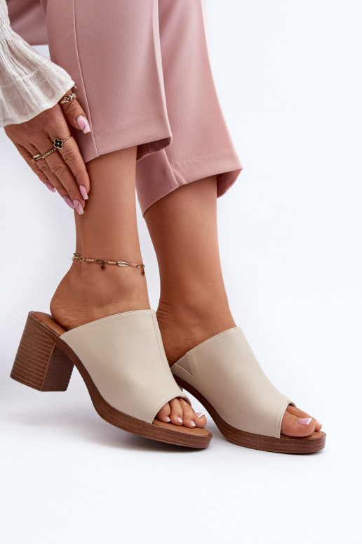 Pantuflas de mujer con tacón estilo elegante color beige Varnila