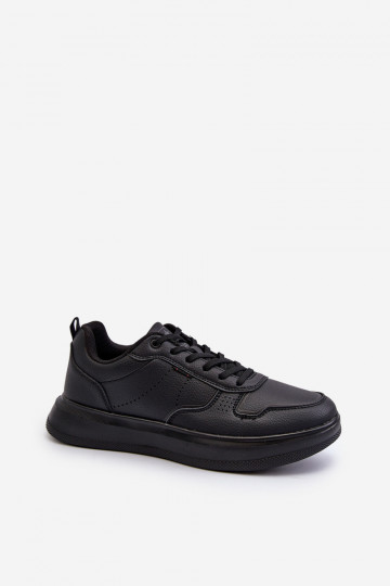Zapatillas modelo zapatos con plataforma fabricadas en piel ecológica en color negro Uziran