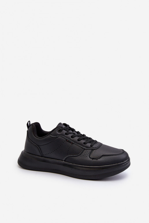 Zapatillas modelo zapatos con plataforma fabricadas en piel ecológica en color negro Uziran