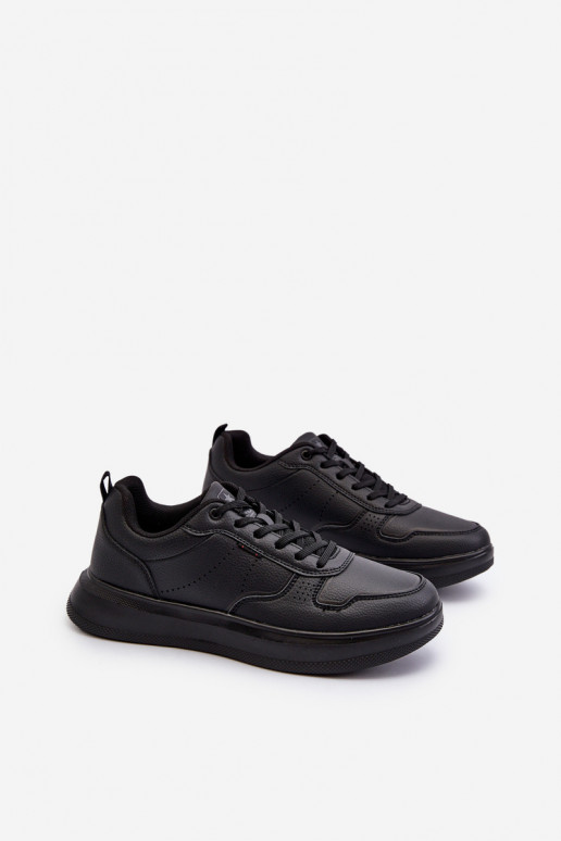 Zapatillas modelo zapatos con plataforma fabricadas en piel ecológica en color negro Uziran