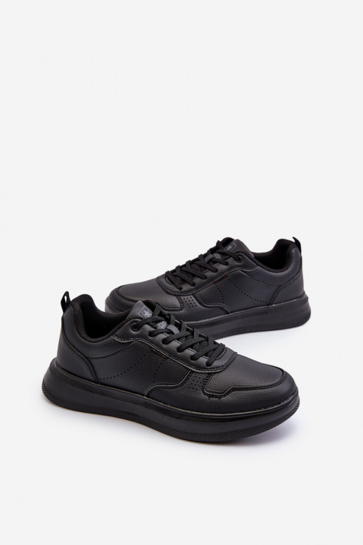 Zapatillas modelo zapatos con plataforma fabricadas en piel ecológica en color negro Uziran