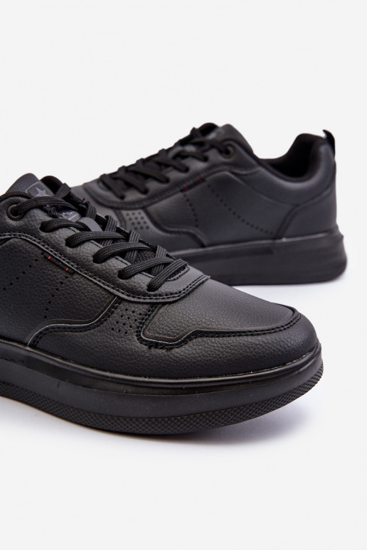 Zapatillas modelo zapatos con plataforma fabricadas en piel ecológica en color negro Uziran