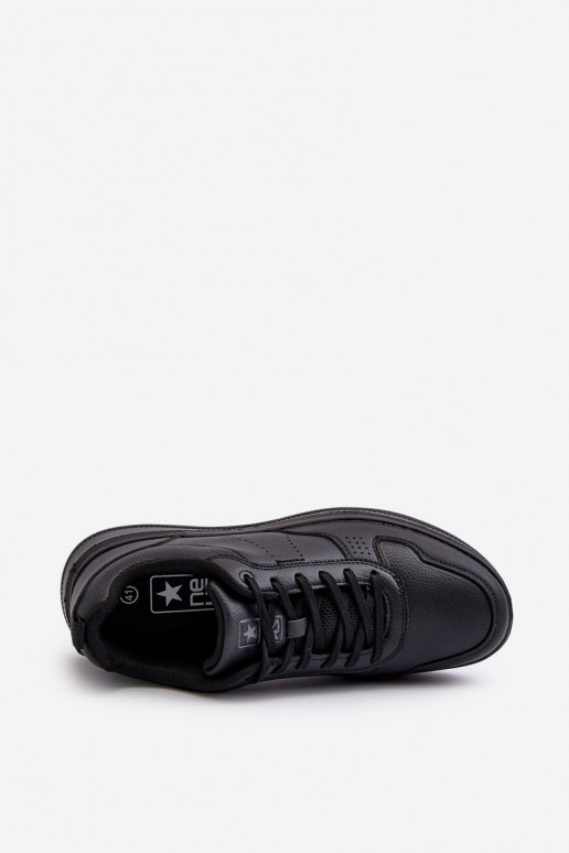Zapatillas modelo zapatos con plataforma fabricadas en piel ecológica en color negro Uziran