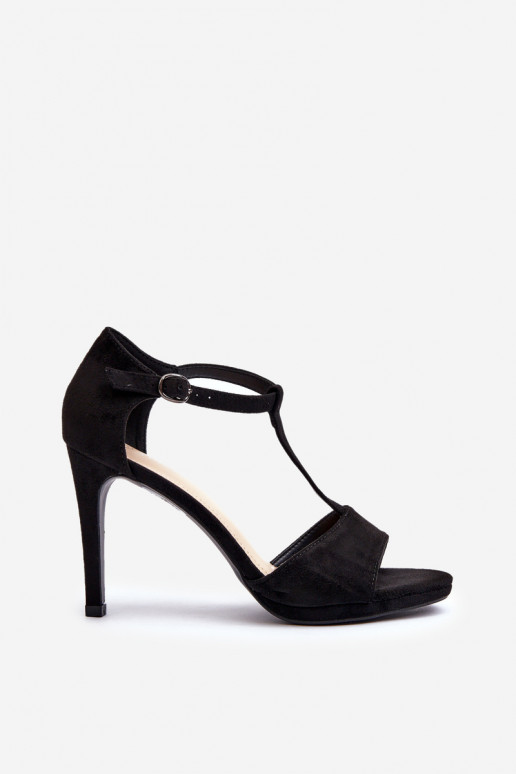 Sandalias de tacón para mujer confeccionadas en Eco Ante, Negro Obdaria