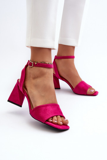Sandalias de mujer de tacón en Eco Ante Fucsia Upttima