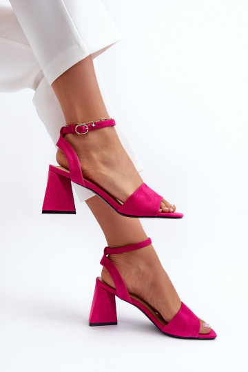 Sandalias de mujer de tacón en Eco Ante Fucsia Upttima 2