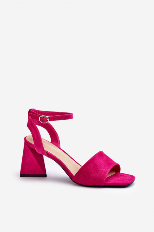 Sandalias de mujer de tacón en Eco Ante Fucsia Upttima
