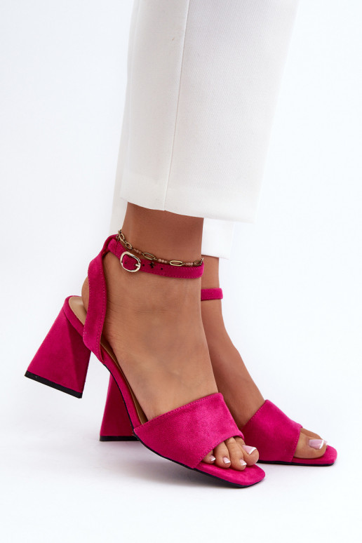 Sandalias de mujer de tacón en Eco Ante Fucsia Upttima