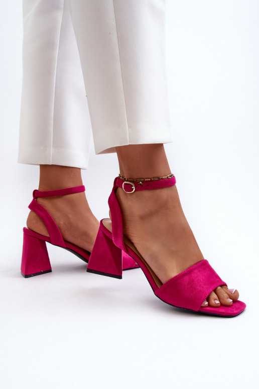 Sandalias de mujer de tacón en Eco Ante Fucsia Upttima