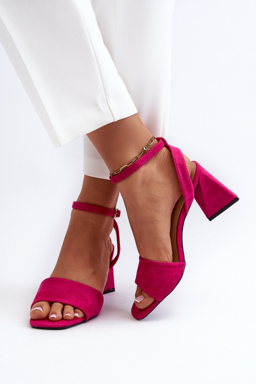 Sandalias de mujer de tacón en Eco Ante Fucsia Upttima