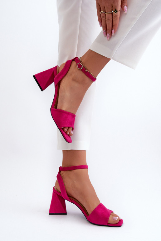 Sandalias de mujer de tacón en Eco Ante Fucsia Upttima