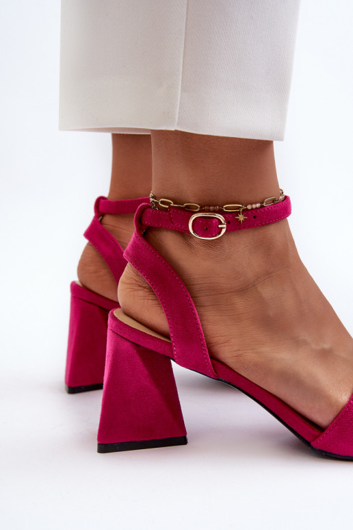 Sandalias de mujer de tacón en Eco Ante Fucsia Upttima