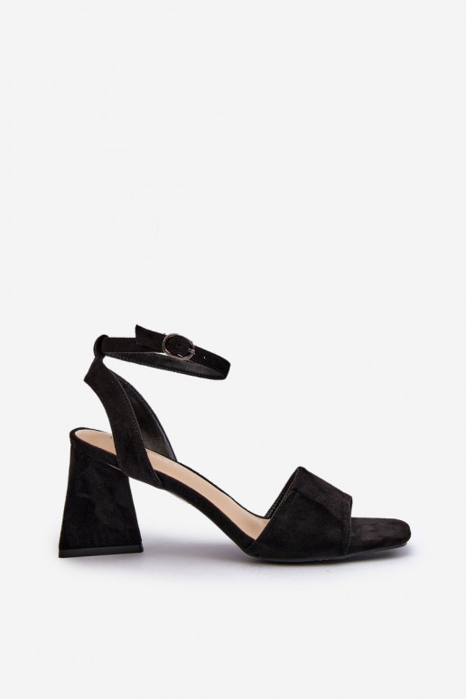 Sandalias de mujer de tacón fabricadas en Eco Ante Negro Upttima