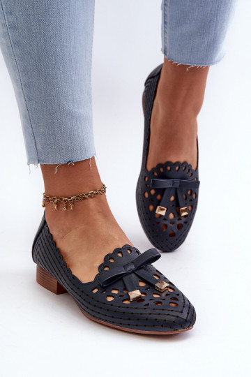 Bailarinas caladas con cintas en azul oscuro Unstable