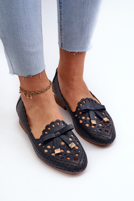 Bailarinas caladas con cintas en azul oscuro Unstable