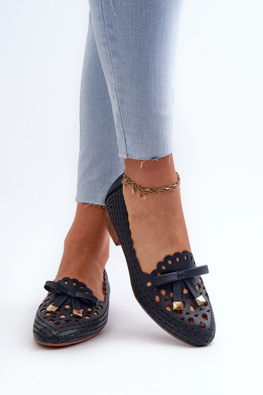 Bailarinas caladas con cintas en azul oscuro Unstable