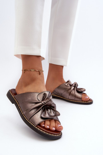 Zapatillas de casa de mujer con tacón ancho color cobre Nelvira
